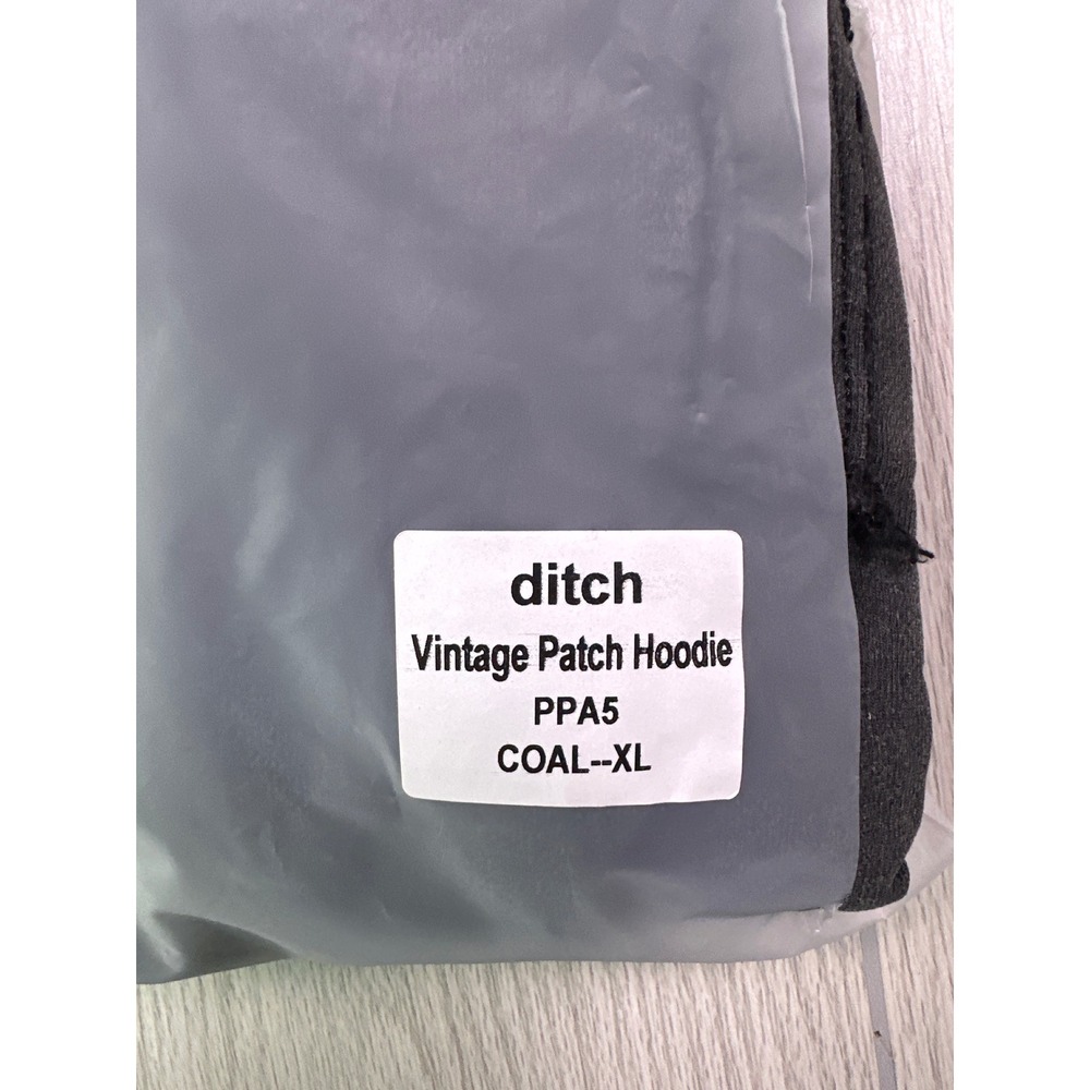 Ditch LA Vintage Patch Hoodie Coal Grey Mineral Wash PPA5 XL Mens Streetwear - Picture 6 of 6